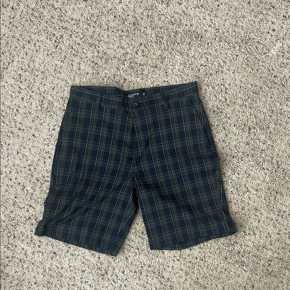 Chaps Men's Plaid Shorts - Navy and Green